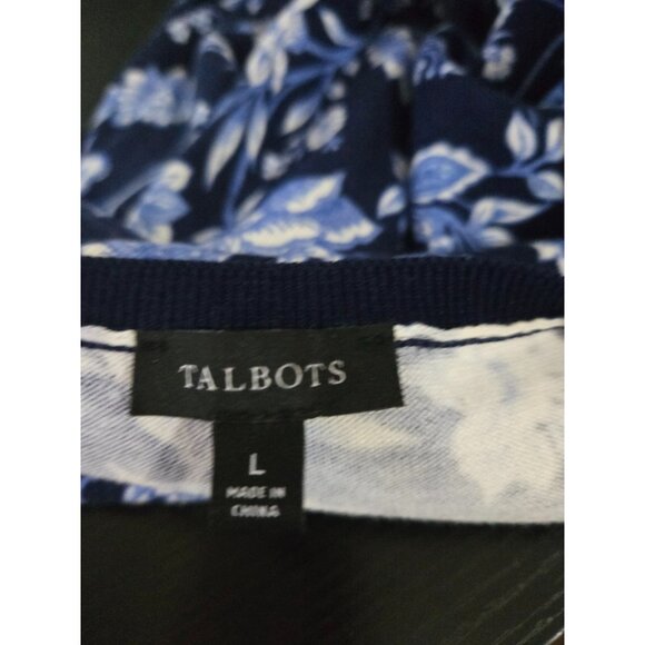 Talbots Womens Blue Floral Long Sleeve Sweater Size Large Preppy Fall Boho Knit - Picture 3 of 7